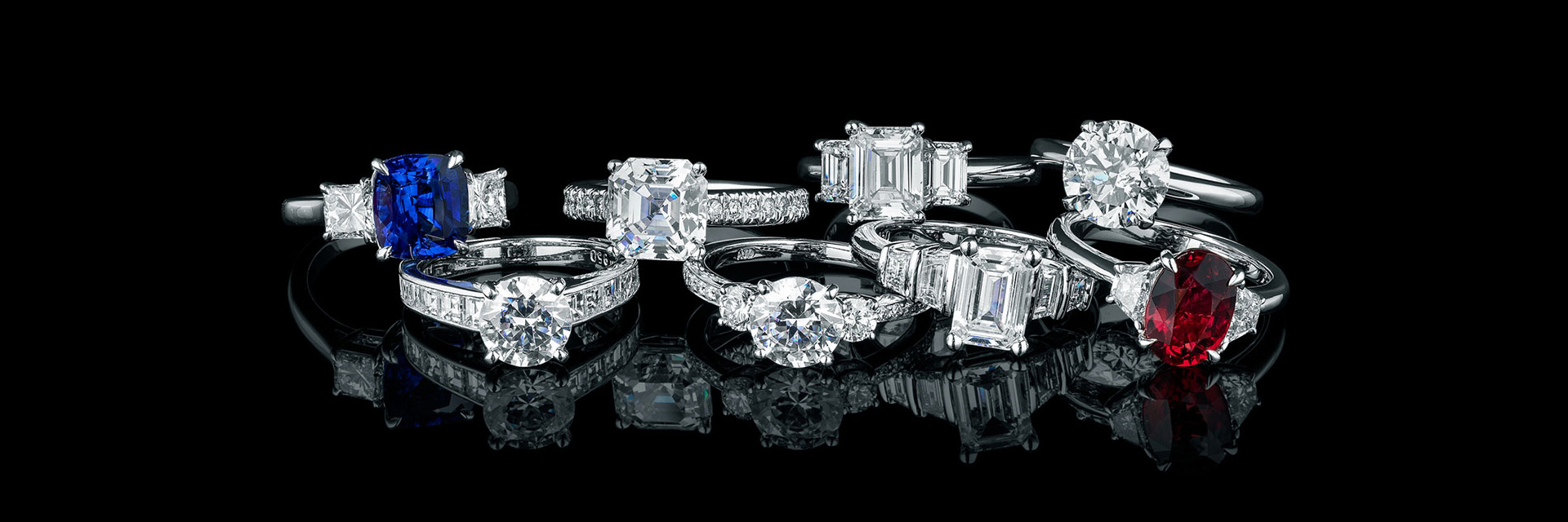Collection of engagement rings Collection of engagement rings
