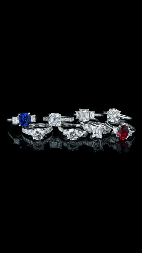 Collection of engagement rings Collection of engagement rings